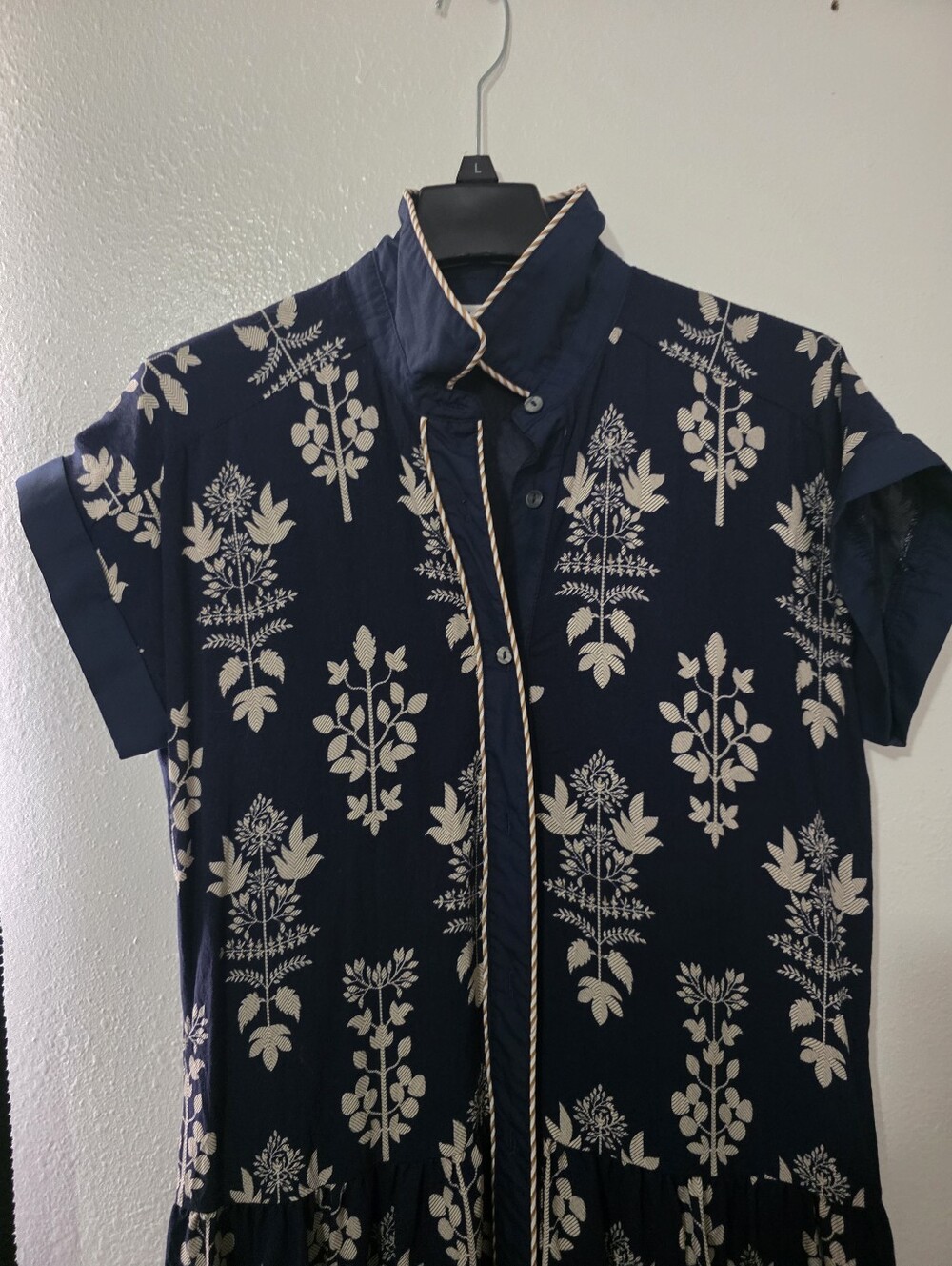 Navy Floral Button-Front Midi Dress - Picture 3 of 7
